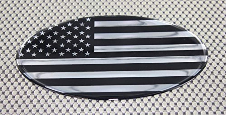 USA Flag Monochrome Raised Clear Domed Lens Decal Oval 6"x 3.5"