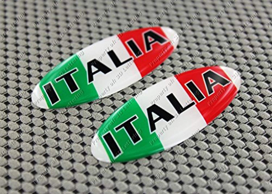 Italy Italia Flag Raised Clear Domed Lens Decal Set Oval 3"x 1.25"