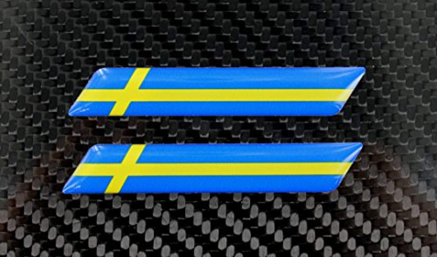 Sweden Flag Raised Clear Domed Lens Decal Set 3" x 0.5"