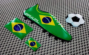 Brazil World Cup Soccer Shoe Raised Clear Domed Lens Decal (4 Piece Set)