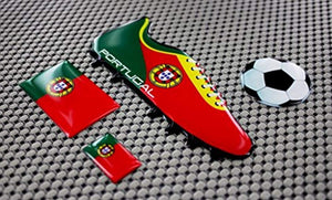 Portugal Euro Cup Soccer Shoe Raised Clear Domed Lens Decals (4 Piece Set)