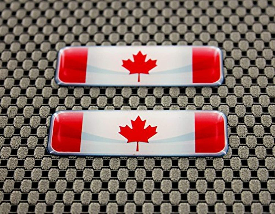 Canada Flag Raised Clear Domed Lens Decal Set 2.3"x 0.73"