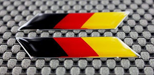 Germany Flag Raised Clear Domed Lens Decal Set Left and Right Slanted 2"x 0.5"