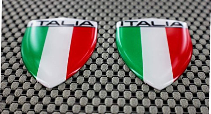 Italy Italia Flag Raised Clear Domed Lens Decal Set 1.6"x 2.16"
