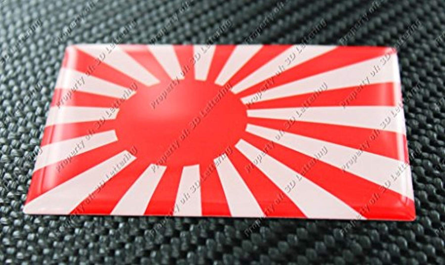 Japan Rising Sun Flag Raised Clear Domed Lens Decal  旭日旗