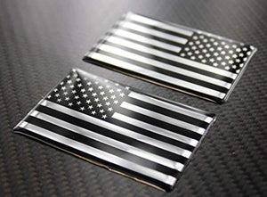 USA Flag Monochrome Raised Clear Domed Lens  Decal Set (Left & Right) 3.75"x 2"
