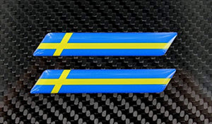 Sweden Flag Raised Clear Domed Lens Decal Set 3" x 0.5"