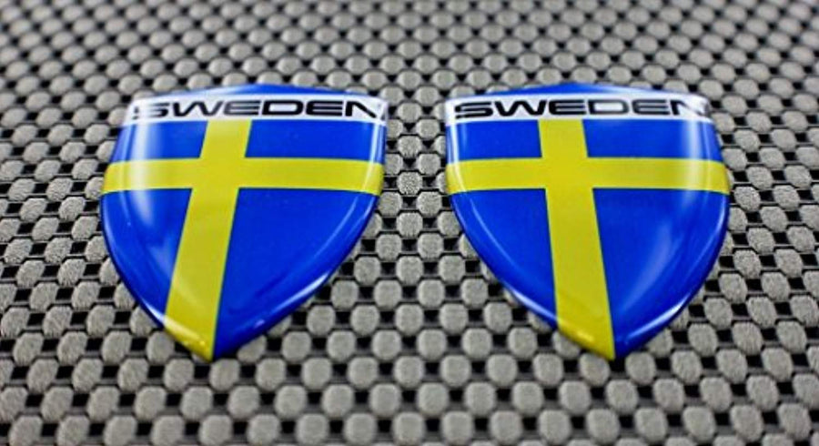 Sweden Flag Raised Clear Domed Lens Decal Set 1.6" x 2.16"