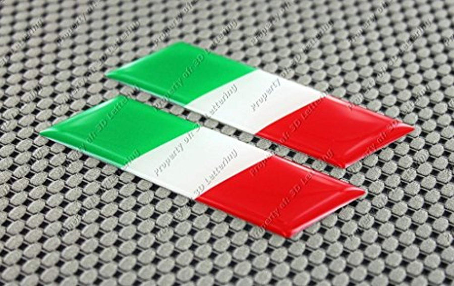 Italy Flag Raised Clear Domed Lens Decal Slanted Set 3.5"x 1"