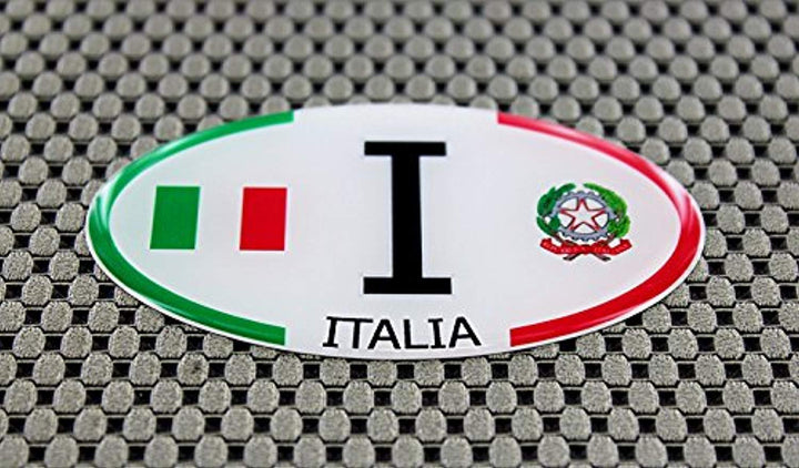 Italy Italia Flag Raised Clear Domed Lens Decal Oval 3"x 1.75"