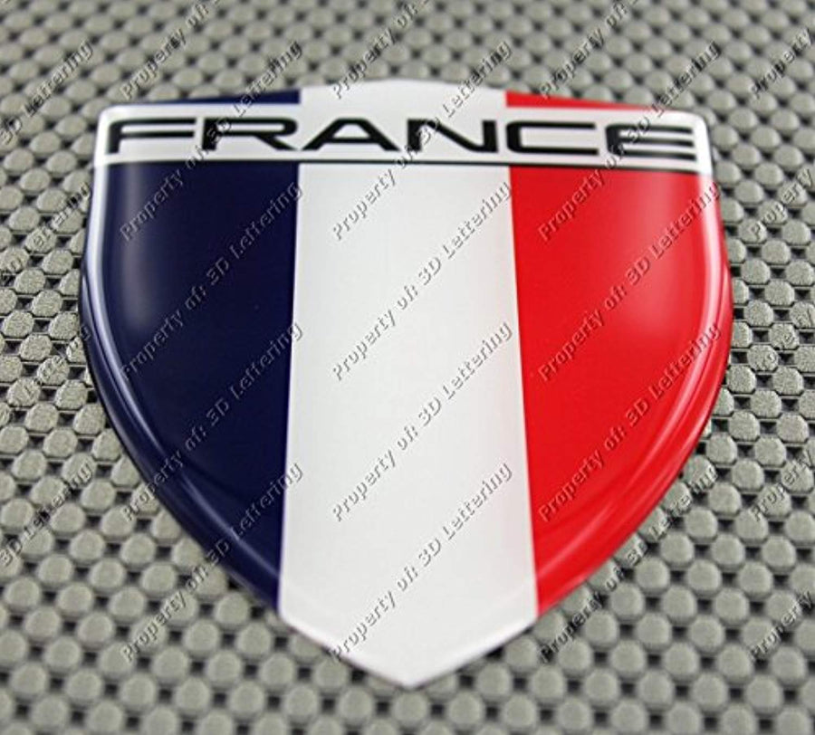 France Flag Raised Clear Domed Lens Decal 3.13"x 4.33"