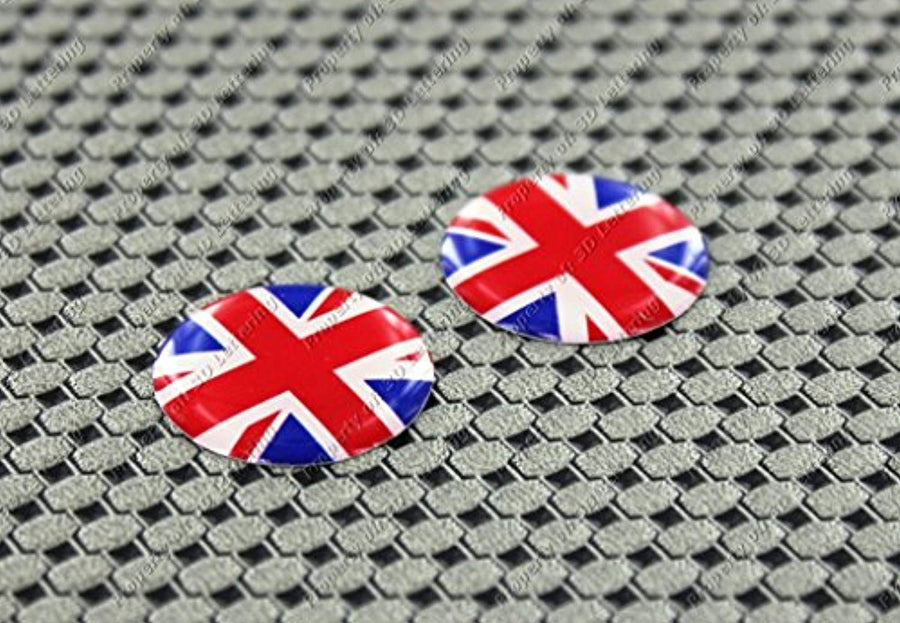 England UK Union Jack Flag Raised Clear Domed Lens Decal Set Round 1"