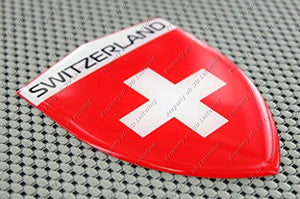 Switzerland Flag Raised Clear Domed Lens Decal