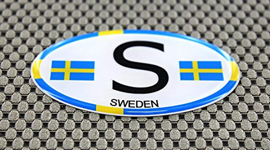 Sweden Flag Raised Clear Domed Lens Decal Oval