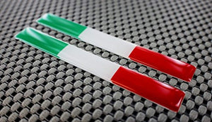 Italy Flag Chrome Outline Raised Clear Domed Lens Decal Set 4"x 0.5"