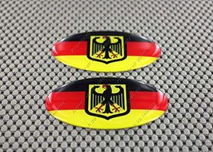 Germany Flag Crest Raised Clear Domed Lens Decal Set Oval 3"x 1.75"