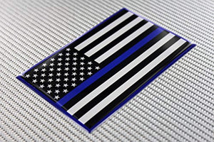 USA Thin Blue Line Flag Raised Clear Domed Lens Decal 5"x 3.125"