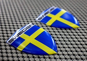 Sweden Flag Raised Clear Domed Lens Decal Set 1.6" x 2.16"