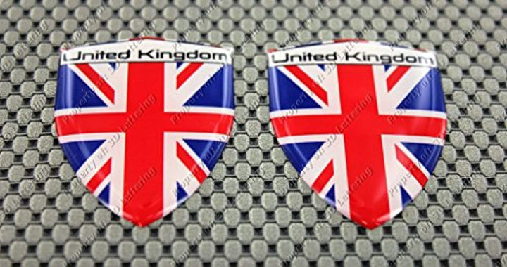 England Flag Raised Clear Domed Lens Decal Set 2.35"x 1.6"