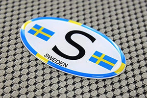 Sweden Flag Raised Clear Domed Lens Decal Oval