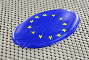 European Union Flag Raised Clear Domed Lens Decal Oval