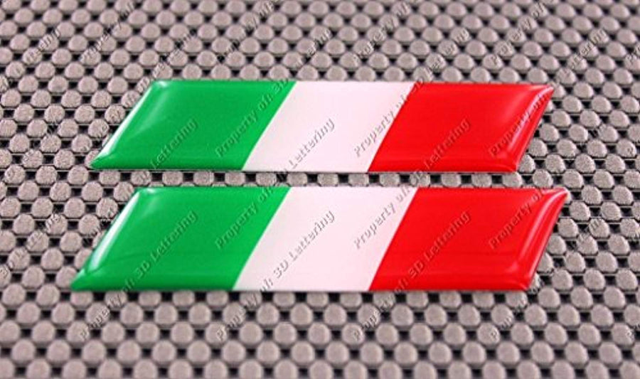 Italy Flag Raised Clear Domed Lens Decal Slanted Set 3.5"x 1"