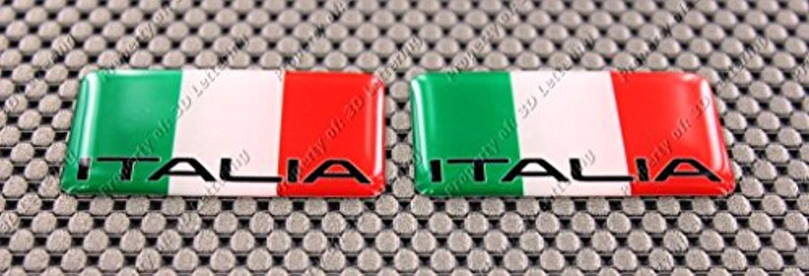 Italy Italia Flag Raised Clear Domed Lens Decal Mini Set 2"x 1.25"
