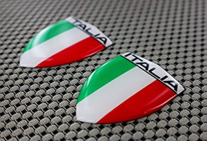 Italy Italia Flag Raised Clear Domed Lens Decal Set 1.6"x 2.16"
