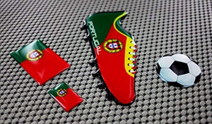 Portugal Euro Cup Soccer Shoe Raised Clear Domed Lens Decals (4 Piece Set)