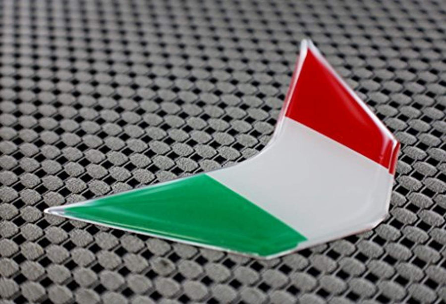 Italy Flag Chrome Outline Raised Clear Domed Lens Decal V Emblem