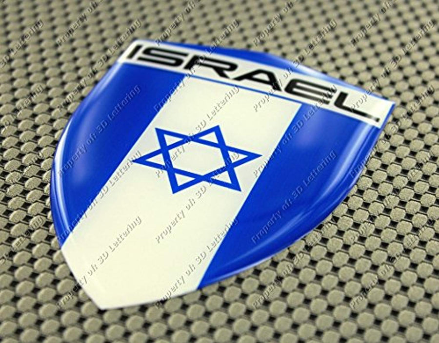 Israel Flag Raised Clear Domed Lens Decal  דגל ישראל