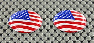 USA Flag Raised Clear Domed Lens Decal Set Round 1"