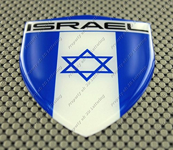 Israel Flag Raised Clear Domed Lens Decal  דגל ישראל