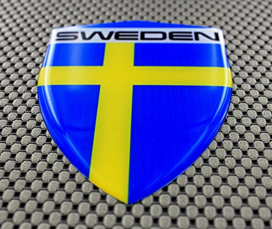 Sweden Flag Raised Clear Domed Lens Decal 3.2" x 4.36"