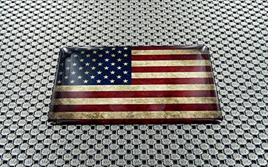 USA Flag Rustic Style Raised Clear Domed Lens Decal