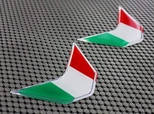 Italy Flag Chrome Outline Raised Clear Domed Lens Decal Set V Emblem