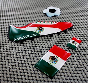 Mexico World Cup Soccer Shoe Raised Clear Domed Lens Decals (4 piece Set)