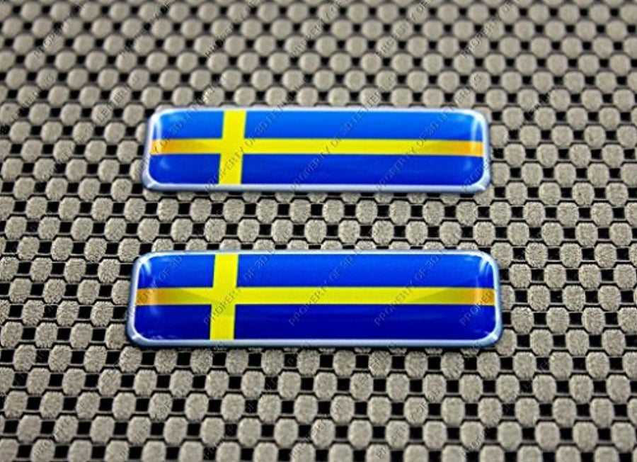 Sweden Flag Raised Clear Domed Lens Decal Set 2.3" x 0.73"