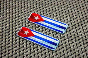 Cuba Flag Raised Clear Domed Lens Decal Set