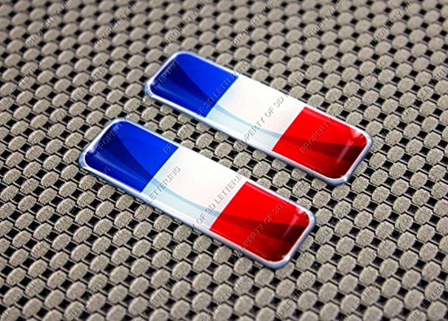 France Flag Raised Clear Domed Lens Decal Set 2.3"x 0.73"