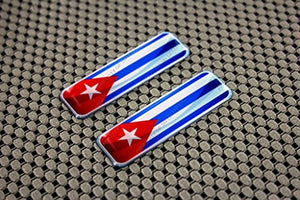 Cuba Flag Raised Clear Domed Lens Decal Set