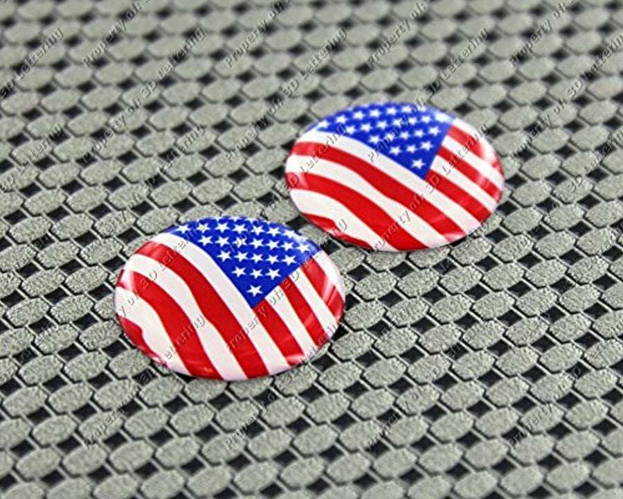 USA Flag Raised Clear Domed Lens Decal Set Round 1"
