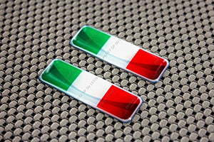 Italy Flag Chrome Outline Raised Clear Domed Lens Decal Set 2.3"x 0.73"