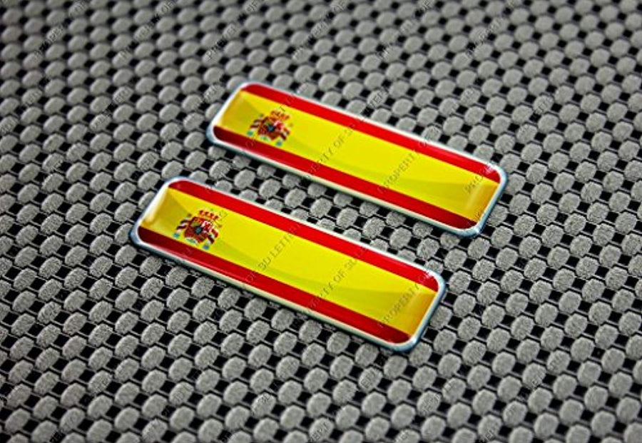 Spain Flag Raised Clear Domed Lens Decal Set