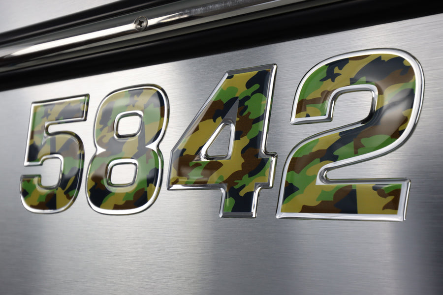 Camouflage Style Raised Domed Boat Lettering Custom