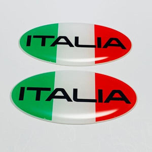 Italy Italia Flag Raised Clear Domed Decal Oval 2.5"x 1.3"