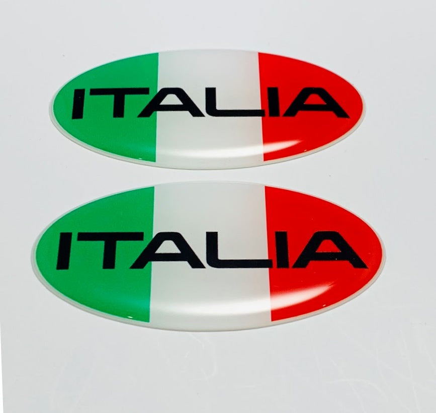 Italy Italia Flag Raised Clear Domed Decal Oval 2.5"x 1.3"