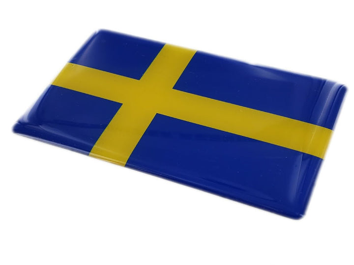 Sweden Flag Raised Clear Domed Lens Decal 4"x 2.5"