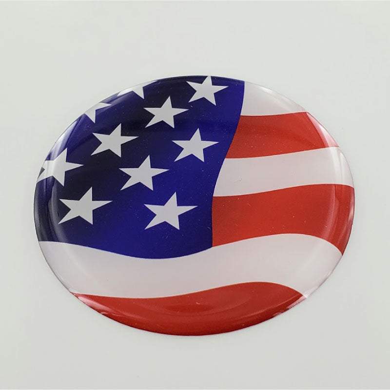 USA Flag Raised Clear Domed Lens Decal Round 2.5"