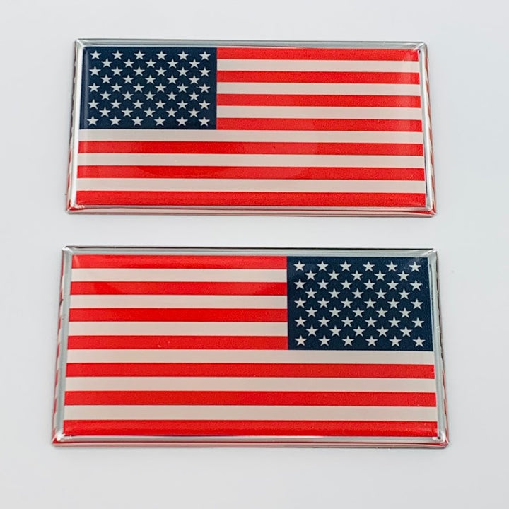 USA Flag Raised Clear Domed Lens Decal Set Left & Right 1.50" x 0.88"